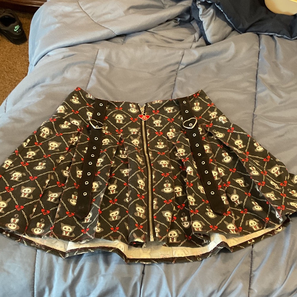Gothic Skull Print Mini Skirt